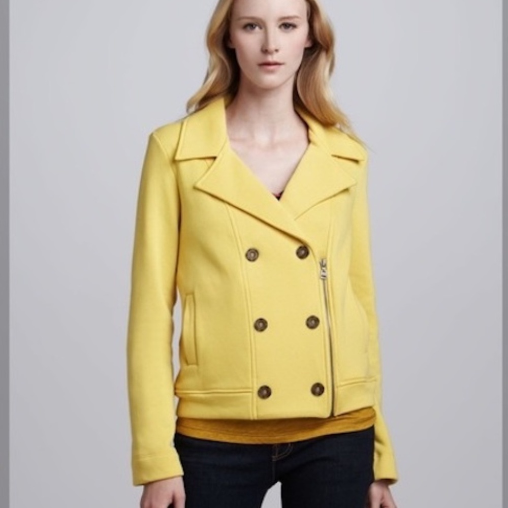 Splendid Graham Spencer Double Breasted yellow pea jacket blazer cotton fleece L